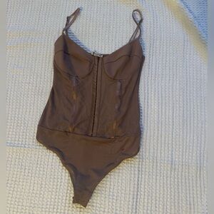 Free People Night Rhythm Corset bodysuit  Mauve size small